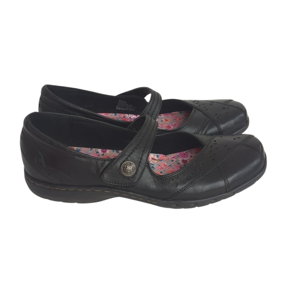 Skechers Mary Jane Leather Slip-Ins Air-Cooled Memory Foam Shoes 9.5N Black